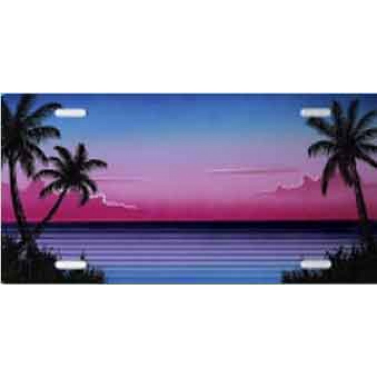 Palm Trees Full Color Airbrush License Plate